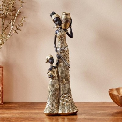 African Woman With Child Figurine