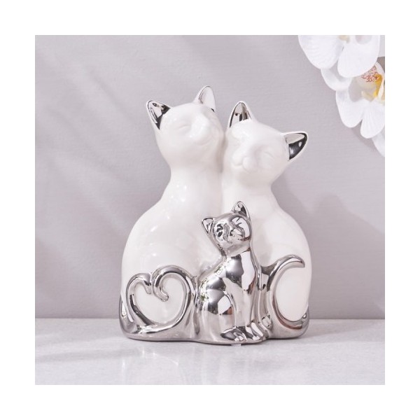 Ceramic Cat Family Figurine