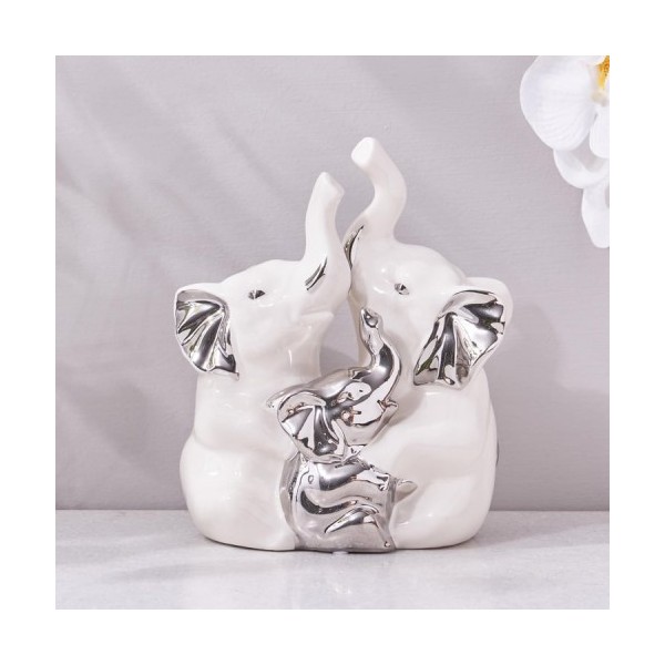 Ceramic Elephant Family Figurine