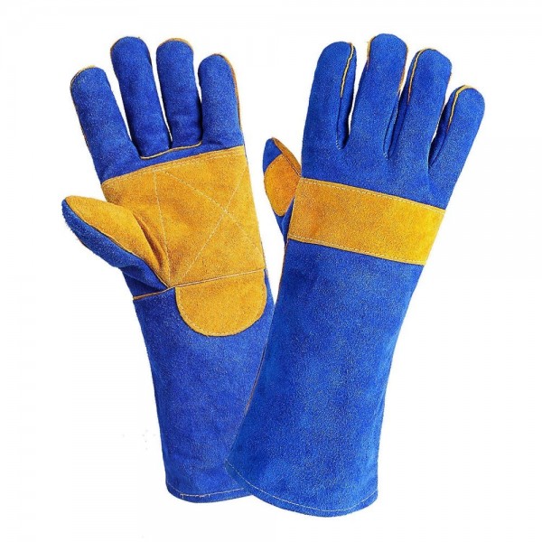 Blue Leather Gloves