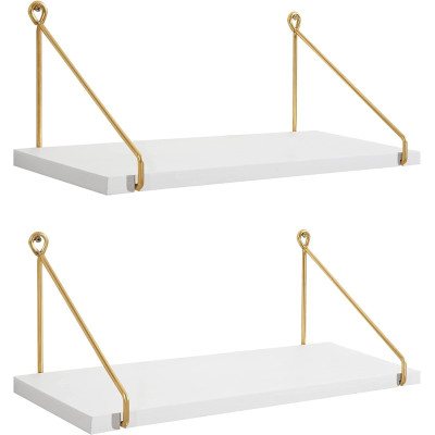 Gold White Wall Mounted Shelves