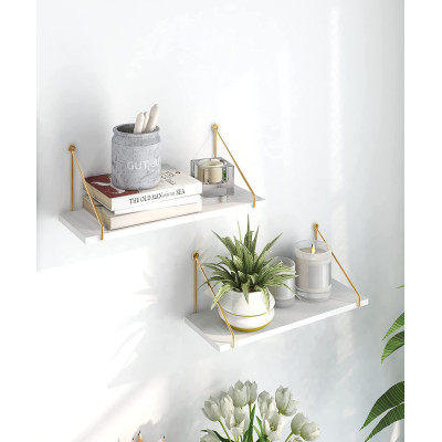 Gold White Wall Mounted Shelves