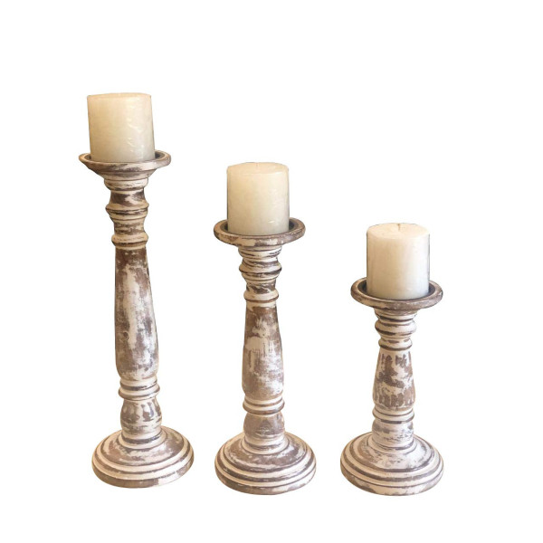 White Wooden Candle Stands