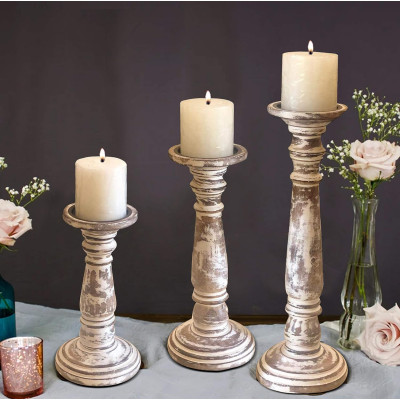 White Wooden Candle Stands